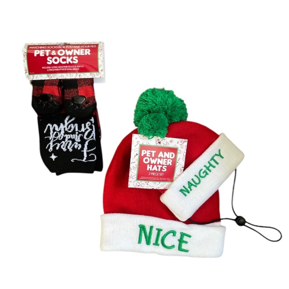 MATCHING PET & OWNER➕HOLIDAY Beanies & Socks Set NWT